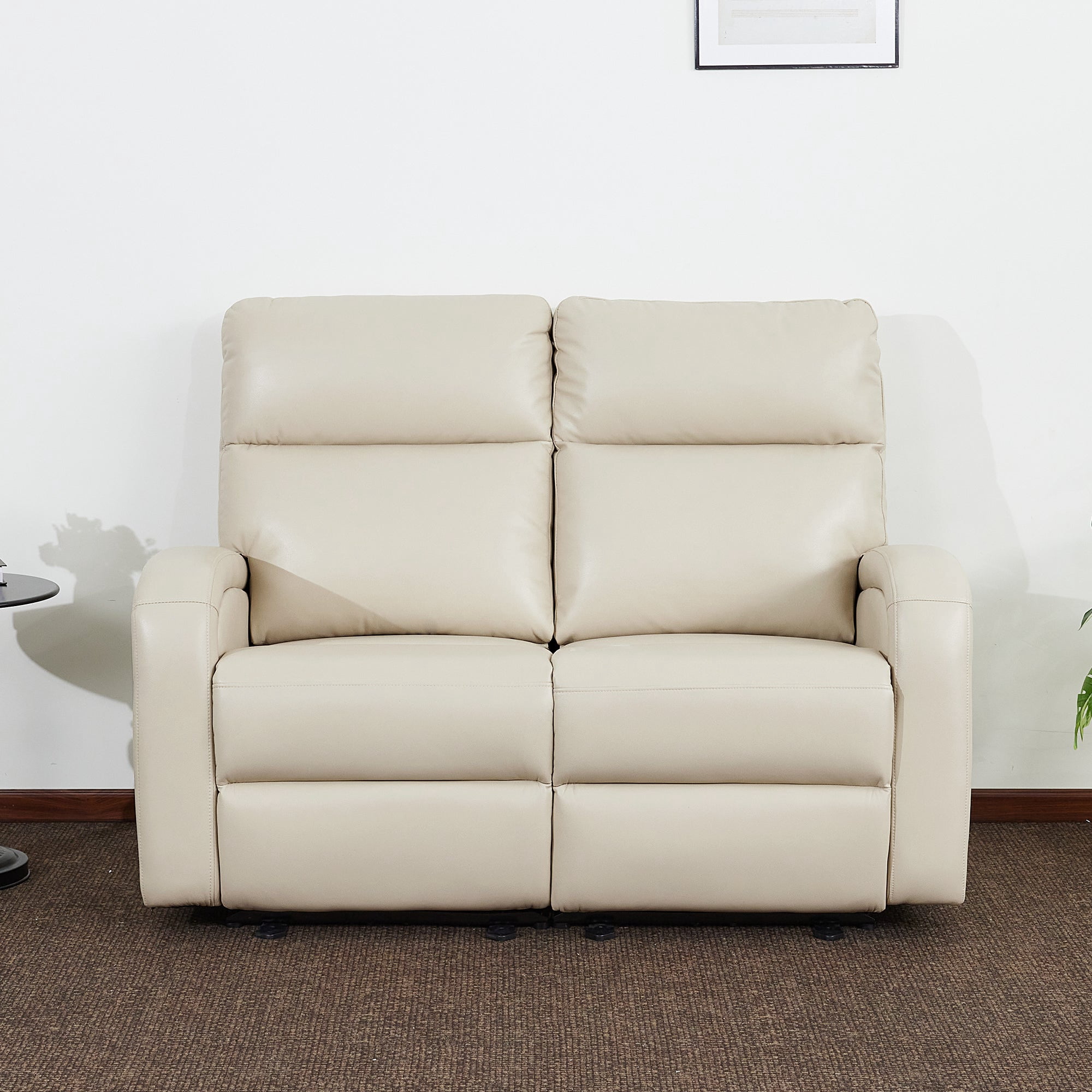 MCombo 56" Zero Wall Hugger Power Recliner Loveseat Sofa for Small Space, Living Room, RV, Beige