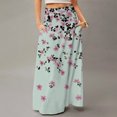 thumbnail image 2 of LWavelet Leaf Print Maxi Skirt with Side Pockets Women Trendy Fall Casual Flowy Versatile Bottoms Turquoise 2XL, 2 of 5