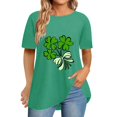 thumbnail image 2 of Pxiakgy Vente Chaude! T-Shirt Trèfle de la Saint-Patrick pour Femmes Chanceux Irlandais Manches Courtes T-Shirt Graphique Trèfle Mode Décontractée Col Rond Manches Courtes Imprimé Vert L, 2 of 6