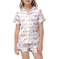 thumbnail image 2 of XEGLSBU Girls Pajamas Size 6 Girl's Bow Loose Comfortable Short Sleeve Pajama Set Girls Pajamas Size 7-8 Size 3-4 Years, 2 of 4