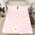 thumbnail image 3 of Homewish Girly Pink Cartoon Twin Sheet Sets, Groovy Daisy Floral Twin Fitted Sheet, Teens Kids Girls Flat Sheet, Lightweight Room Decor, 3pcs, 3 of 8