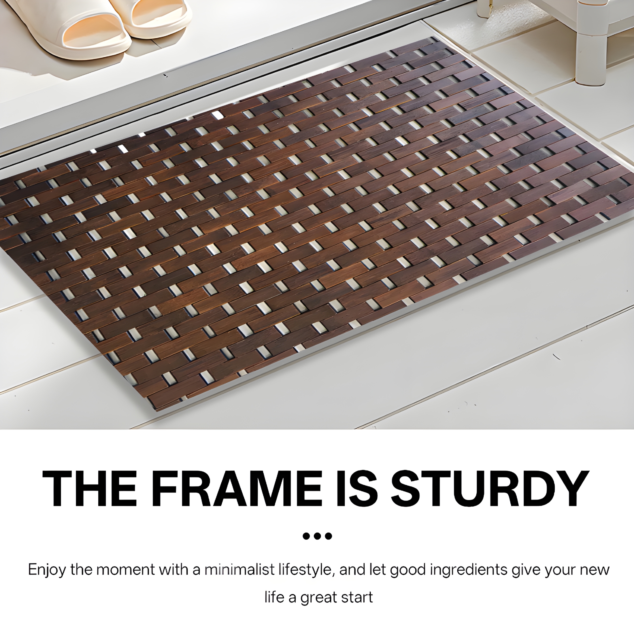FACEGA Bamboo Bath Mat,Eco-Friendly Natural Bamboo Shower Mat,Non-Slip Design for Safety,Breathable and Stylish Wood Bath Mat for Any Home