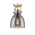thumbnail image 3 of Innovations Lighting  Newton Bell - 1 Light 8" Flush Mount Brushed Brass/Plated Smoke, 3 of 5