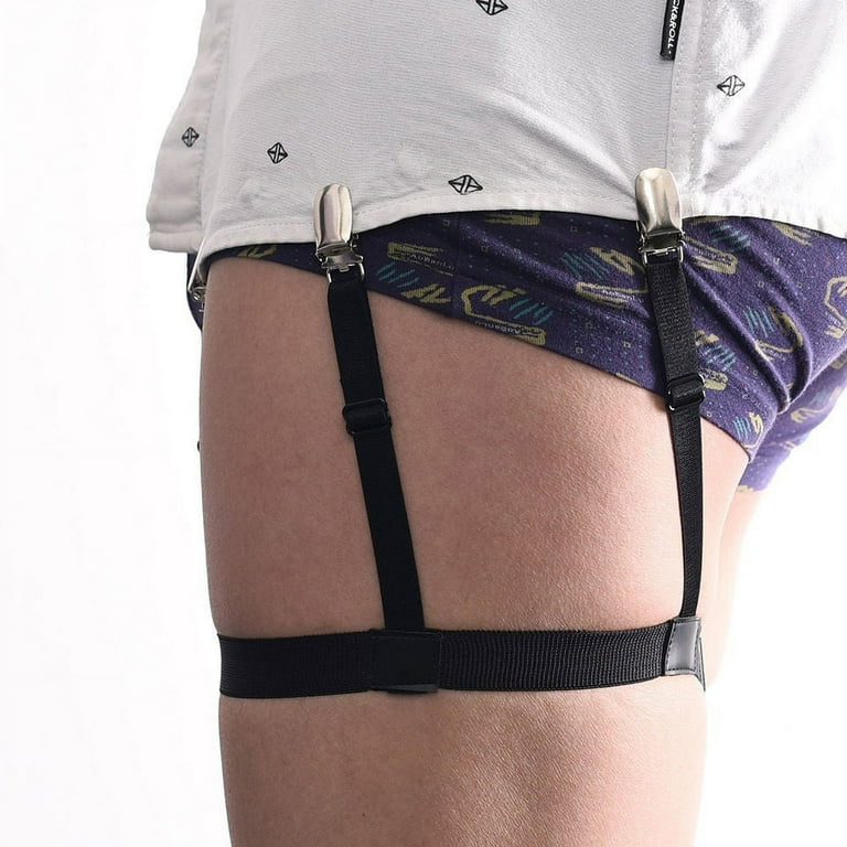 dress shirt leg straps Hold-ups Stay-Downs Dress Shirt Stays Y-style With Patented No-slip Metal Clips