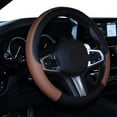 thumbnail image 3 of Car Steering Wheel Cover Leather Universal 15 Inch Fit, Anti-Slip Odor-Free, Black Brown, 3 of 4