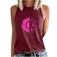 thumbnail image 1 of Chandails de Sensibilisation au Cancer du Sein pour Femmes, Col Ras du Cou, Blouse Basique Imprimée Sans Manches, Débardeur Décontracté d'Été pour l'Entraînement, 1 of 5