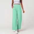 thumbnail image 2 of felwors Women Office Wide High Waist Pants Loose Fit Elastic Waist Pleated Front Trousers for Work Casual Light Green, L, 2 of 5