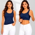 thumbnail image 2 of WAYUTE Womens Tank Tops with Built in Bras Wireless Camisole Top Seamless Slim Fit Solid Color Breathable Layering Top,Navy,3XL, 2 of 4