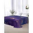 thumbnail image 5 of Starry Sky Star Twim Size Flat Sheet, Wrinkleproof & Fadeproof Cooling Flat Bed Sheet Only, Yellow Purple Stars Breathable Soft Bedding Top Sheets 66 x 96 Inches, 5 of 8