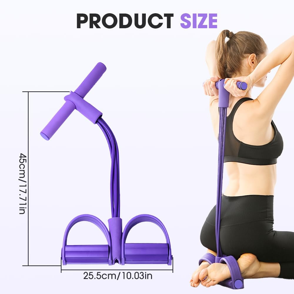 4-Tube Pedal Resistance Bands with Handles, Fitness Foot Pedal Ankle Puller for Home Workout and Exercise