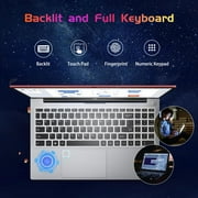 15.6 inch Laptop,2025 Student-Laptop with Backlit Keyboard Fingerprint Intel Quad Core N100 (Up to 3.4GHz)Business-Laptop Computer,Red