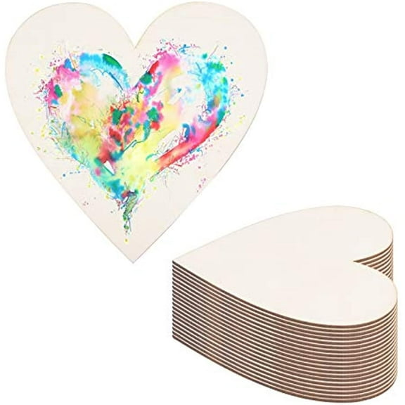 20PCS 4 Inch Wood Heart Cutouts Wooden Heart Slices Embellishments Ornaments for Christmas, Wedding, Valentine, DIY Supplies
