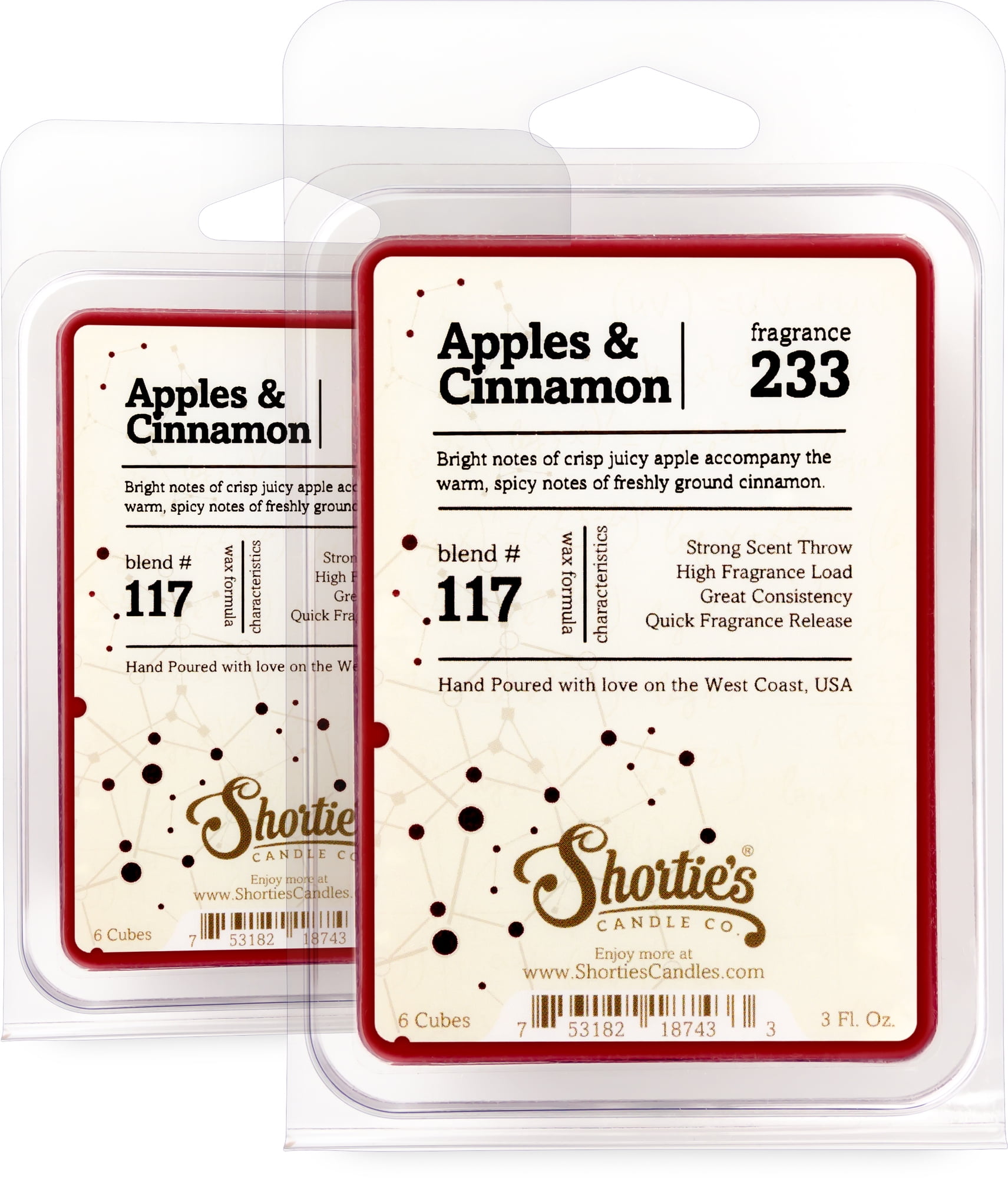 Apples & Cinnamon Wax Melts Multi Pack - Highly Scented + Natural Oils - Shortie's Candle Company