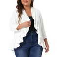 thumbnail image 2 of DARING DIVA Women's Plus Soft 3/4 Sleeve Cropped Shrug Bolero Cardigan 2X White, 2 of 6