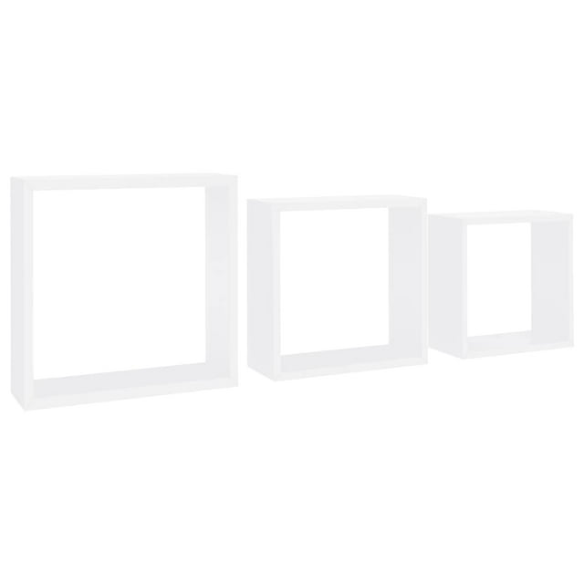 Juego de 3 estantes en forma de cubo para pared VidaXL, MDF, color blanco, 30 x 30 cm