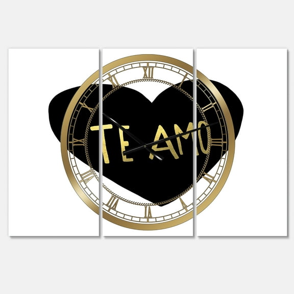Designart 'Te Amo' Large Glam Wall Clock