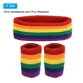 thumbnail image 3 of Uxcell 2 Sport Wristbands & 1 Headband Set Cotton Absorbent Athletic Sweatband Rainbow, 3 of 6