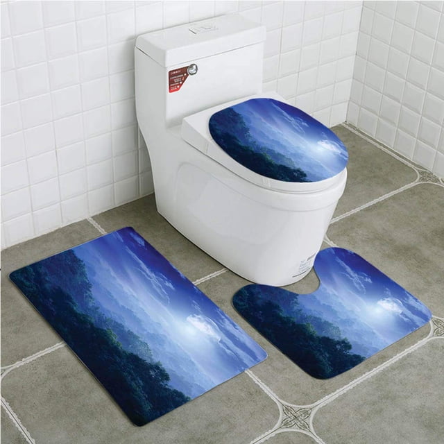 Alfombra de baño ABPHQTO Casa de fantasía La luz de la luna 3 piezas 18x30 18x14 18x14,7 pulgadas