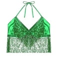 thumbnail image 6 of Blouses for Women Dressy Casual Bra Shirts Women Blank Workout Tops Top Buttons Top Set Candy Corn Women's Belly Dance Sequin Bra Tassel Clothing Tops Green One Size, 6 of 8