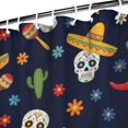 thumbnail image 3 of Navy Mexican Skull Pattern Shower Curtain 72"x84" ,Bathroom Decorative Shower Curtains Set with 12 Hooks,Modern Waterproof Washable Shower Curtain, 3 of 6