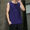 thumbnail image 2 of Aayomet Débardeur Basique pour Hommes et Été Décontracté Sans Manches Col Rond Imprimé Style Raglan (Marine, TTTG), 2 of 4