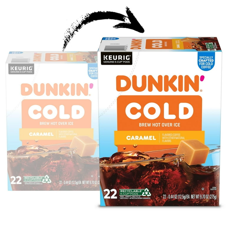 Dunkin' Cold Caramel Flavored Coffee, K-Cup Pods, 22 Count Box - Walmart.com