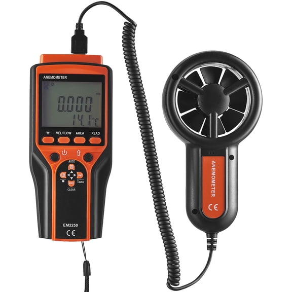 KFFKFF Compact Anemometer with Detachable Design, Temperature Spectrum 14℉-140℉, LED Display for Air Speed & Temperature Readings, Wind Chill & Speed Assessment, Perfect for Boating, Surfing
