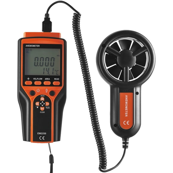 KFFKFF Compact Anemometer with Detachable Design, Temperature Spectrum 14℉-140℉, LED Display for Air Speed & Temperature Readings, Wind Chill & Speed Assessment
