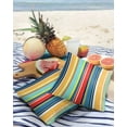 thumbnail image 3 of Pack of 2 Outdoor Pillow Covers, Colorful Stripes Yellow Teal Red Blue Wood Texture Waterproof Square Throw Pillowcase Cushion Decorative Pillow Covers for Couch Patio Tent, 20x20 in, 3 of 6