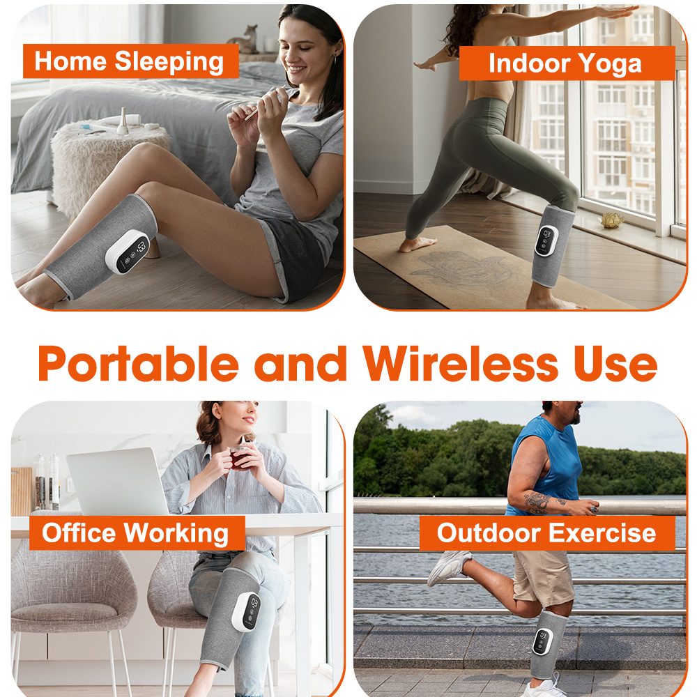 Air Compression Leg Massager – Adjustable 3 Modes for Calf, Foot & Muscle Relief – Lightweight & Fits Most – Home & Office Use (Gray, 2PC)
