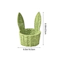 thumbnail image 3 of Green Green Paper Rope Woven Rabbit Ear Flower Basket Vase Arrangement Easter Gift Home Decor 9X6 Inch, 3 of 7