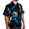 thumbnail image 2 of Starry Bees in the Sky Men's Short Sleeve Poplin Shirt - Casual Printed Button Down Short Summer Beach Shirts Unisex940, 2 of 6