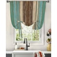 thumbnail image 3 of Teal Brown Farmhouse Tie Up Curtains for Kitchen Bathroom Bedroom Windows 54 Inch Length, Vintage Country Wooden Balloon Drape Curtains Shade Rod Pocket Drapery Curtain Panel, 42"x63", 3 of 7