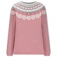 thumbnail image 4 of QTBIUQ Sweater Womens Casual Printed Pullover Long Sleeve Round NeckOuterwear Coats Sweaters Pink, 4 of 6