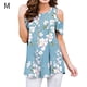 thumbnail image 1 of Camiseta de mujer con cuello redondo y hombros descubiertos Camiseta con estampado floral, azul, M AweSitey AP001532-07, 1 of 7