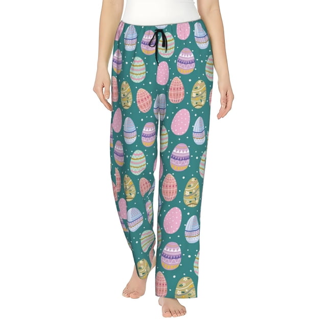 Fotbe Colorful Easter eggs Pantalones de Pijama para Mujer, Pantalones de Dormir, Pantalones Pj con Cordón y Bolsillos-X-Large