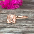 thumbnail image 5 of Cushion Cut 1.50 Carat Morganite Engagement Ring Rose Gold 10k Basket Design Claw Prong Art Deco, 5 of 5