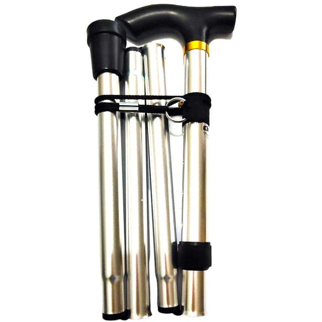 Bastón plegable de aleación de aluminio para exteriores, bastón de escalada plegable telescópico de cuatro segmentos, bastón ajustable antideslizante para personas mayores