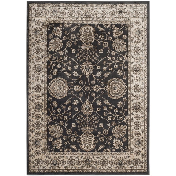 Traditional Rug - Persian Garden -Anthracite/Ivory-Color:Anthracite/Ivory,Design:Traditional,Shape:Rectangle,Size:5'7"L x 4' W