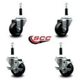 thumbnail image 2 of 3 Inch Hard Rubber Wheel Swivel 7/8 Inch Expand Stem Caster Set 2 Brakes SCC, 2 of 2