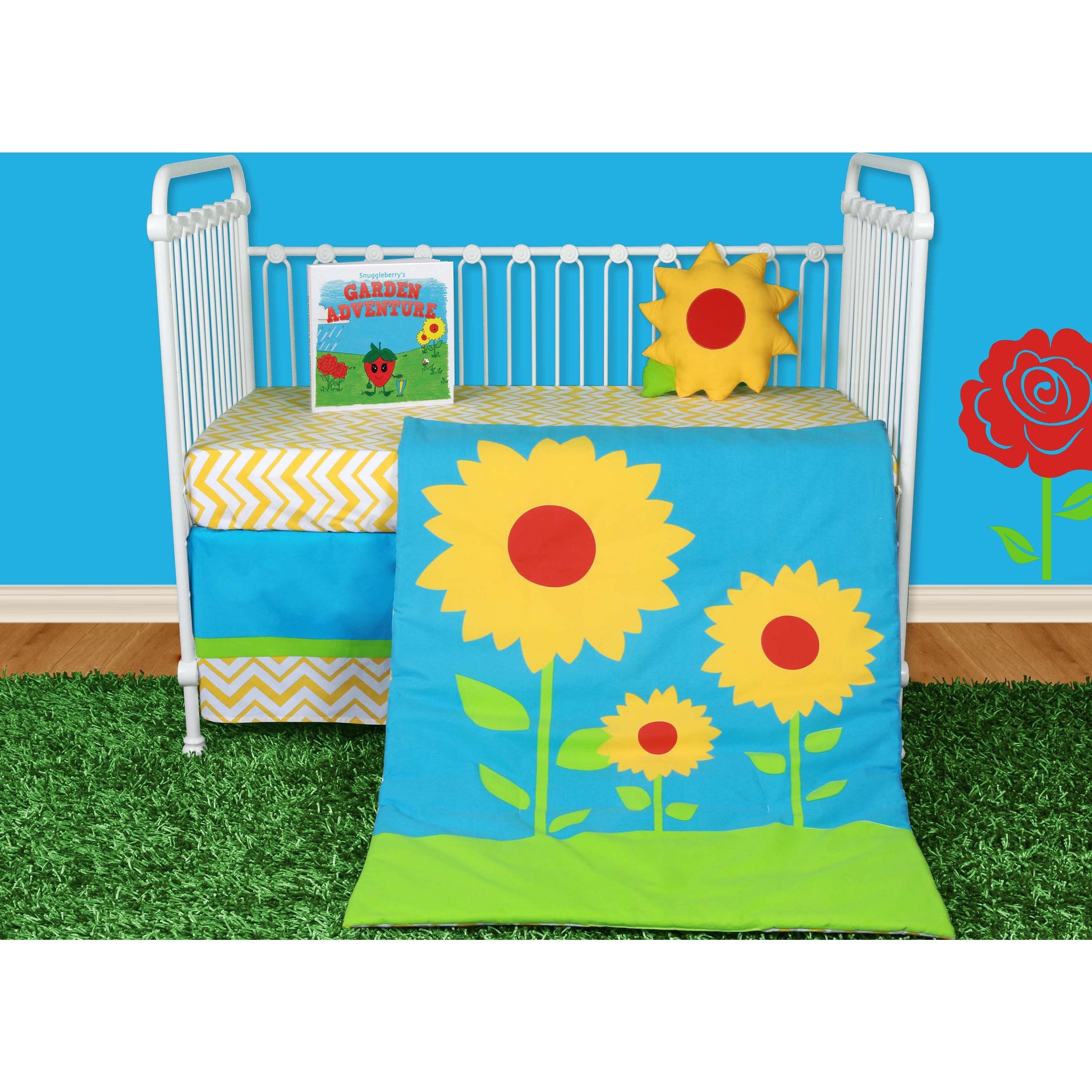 Snuggleberry Baby Sunflower Love 5 Piece Crib Bedding Set with Storybook - image 2 of 5