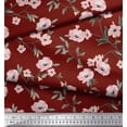 thumbnail image 3 of Soimoi Red Cotton Cambric Fabric Leaves & Peony Floral Print Fabric by the Yard 56 Inch Wide, 3 of 3