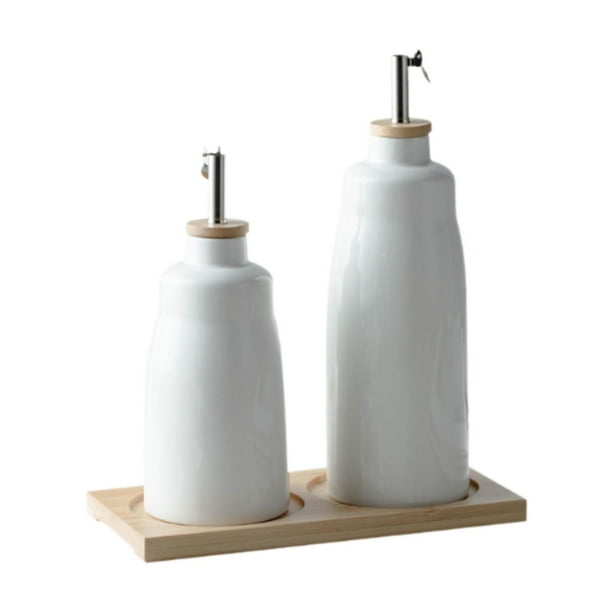 Botella dispensadora de aceite Dispensador de aceite con pico Almacenamiento Botella de aceite de cocina de cerámica Grande y pequeño