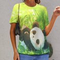 thumbnail image 3 of Panda in Grass Women's Short Sleeve T-Shirt Crew Neck Casual Summer Trendy Loose Fit Tops, 3 of 7