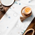 thumbnail image 3 of Teal Blue Coastal Table Runner 70 Inches, Summer Beach Nautical Coral Starfish Bed Runner Dresser Scarves Tabletop for Indoor Outdoor Parties/Ceremony/Banquet, 13" x 70", 3 of 9
