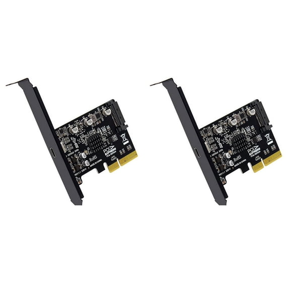 2X USB PCIE Card Type C PCI-Express 4X to USB 3.2 Gen 2X2 (20Gbps) ASM3242 Chipset for 8/10/Linux,2 x Expansion Card 2 x low profile holder,black