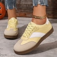 thumbnail image 4 of Rokment Womens Skate Low Top Fashion Sneakers Durable Non Slip Rubber Sole Fashion Casual Suede Color Block Skateboarding Walking Flat Tennis Shoes Yellow Size 7, 4 of 7