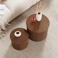 thumbnail image 3 of Wirrytor Round Coffee Table Sets 2 Pieces, Wood Fluted Coffee Table with Storage, for Living Room Bedroom, Apartment(Walnut), 3 of 10