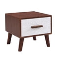 thumbnail image 3 of End Table with 1 Drawer Adorned with Embossed Patterns, 15” Tall Sofa Side Table with 1 Drawers, Large Storage Rustic Wood Square Storage Cabinet for Living Room,Bedroom,Office(Brown), 3 of 9