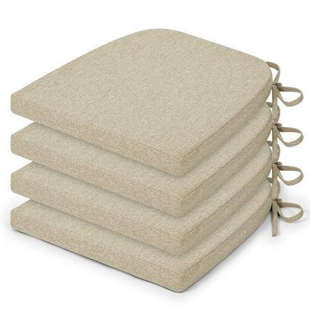 Shinnwa Chair Cushions for Kitchen Chairs Set of 4 Dining Chair Pads with Ties with Non Slip Back Removable Cover 16" x 16.5" Beige